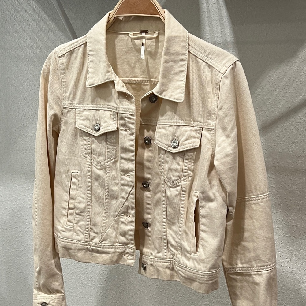 Free People Rumors Denim Jacket XS Ecru Cream